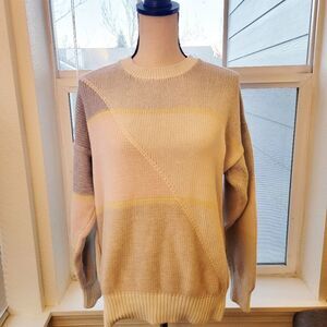 Vintage 1980's Colorblock Pastel Knit Sweater | L